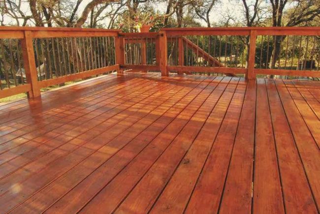Freshly Stained Cabin Deck