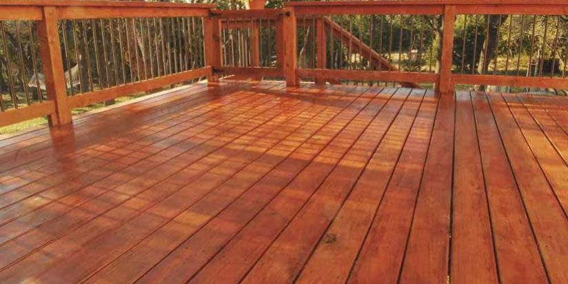 Freshly Stained Cabin Deck Freshly Stained Cabin Deck